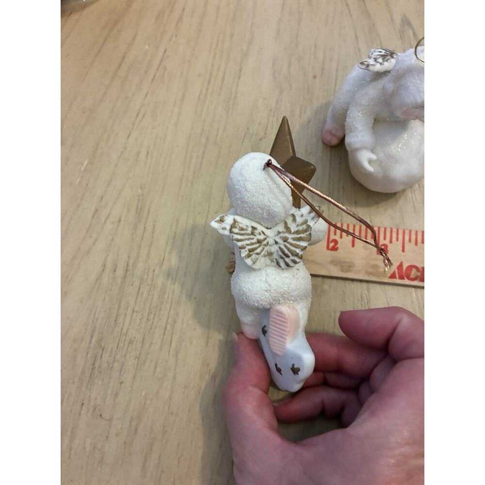 2 VTG Bisque Porcelain Snow Babies Ornaments Angel Star Comet Department 56 - Picture 14 of 15